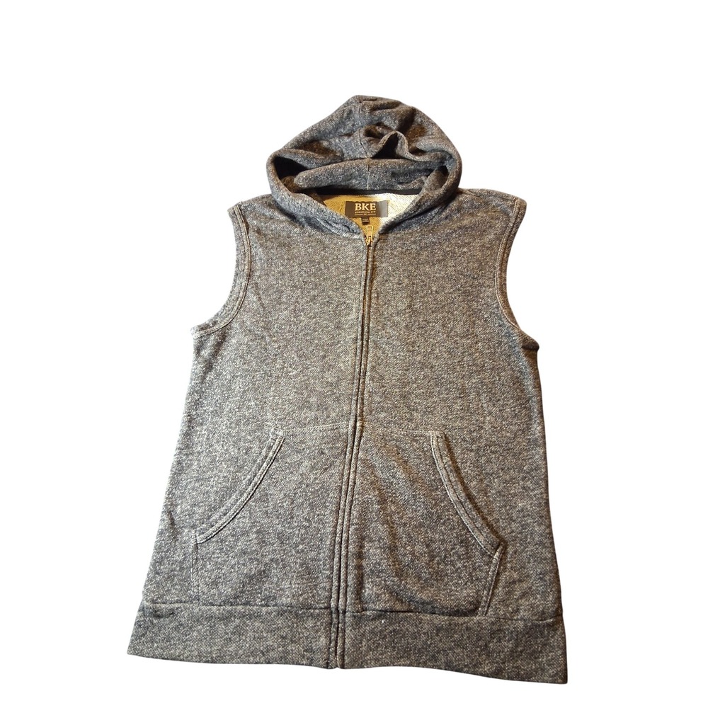 BKE Mens Standard Fit Sleeveless Full Zip Hoodie Charcoal Grey Marl Size M